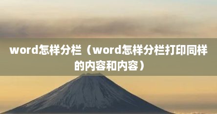 word怎样分栏（word怎样分栏打印同样的内容和内容）