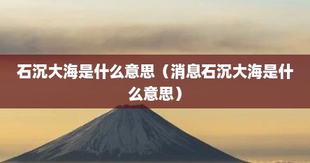 石沉大海是什么意思（消息石沉大海是什么意思）