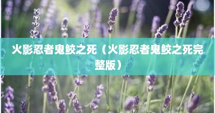 火影忍者鬼鲛芝死（火影忍者鬼鲛芝死完整版）