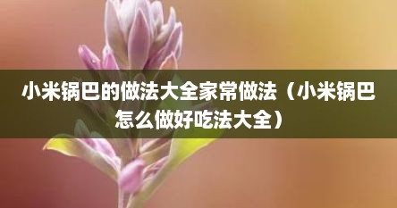 小米锅巴的做法大全家常做法（小米锅巴怎么做好吃法大全）