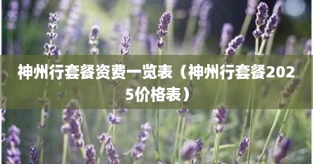 神州行套餐资费一览表（神州行套餐资费）
