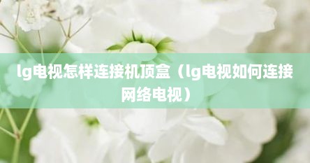 lg电视怎样连接机顶盒（lg电视如何连接网络电视）