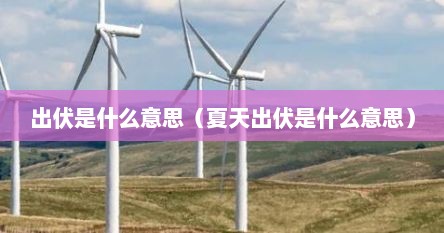 出伏是什么意思（夏天出伏是什么意思）