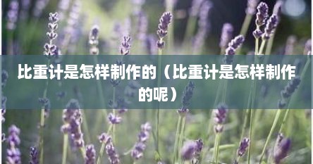 比重计是怎样制作的（比重计是怎样制作的呢）