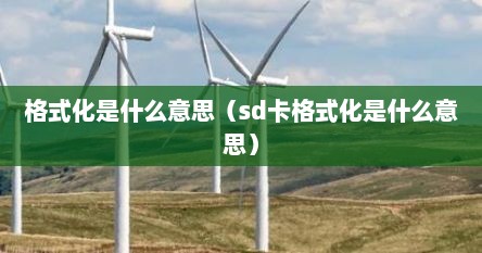 格式化是什么意思（sd卡格式化是什么意思）