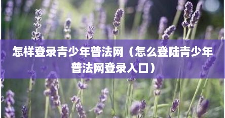 怎样登录青少年普法网（怎么登陆青少年普法网登录入口）