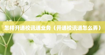 怎样开通校讯通业务（开通校讯通怎么弄）