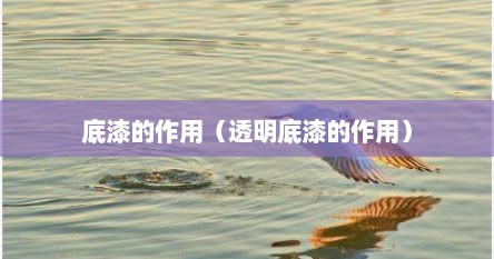 底漆的作用（透明底漆的作用）