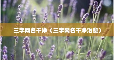 三字网名干净（三字网名干净治愈）
