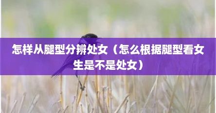 怎样从腿型分辨处女（怎么根据腿型看女生是不是处女）