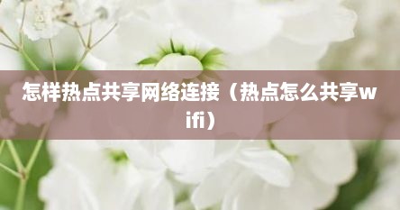 怎样热点共享网络连接（热点怎么共享wifi）
