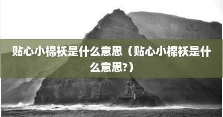 贴心小棉袄是什么意思（贴心小棉袄是什么意思?）