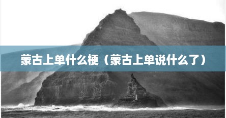 蒙古上单什么梗（蒙古上单说什么了）