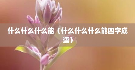 什么什么什么能（什么什么什么能四字成语）