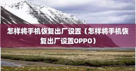 怎样将手机恢复出厂设置（怎样将手机恢复出厂设置OPPO）