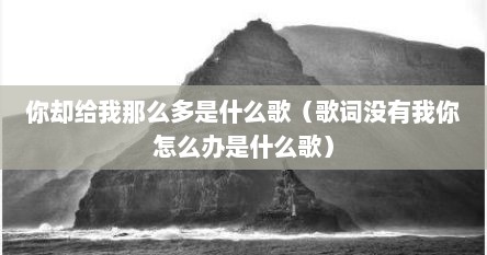 你却给我那么多是什么歌（歌词没有我你怎么办是什么歌）