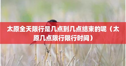 太原全天限行是几点到几点结束的呢（太原几点限行限行时间）