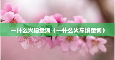 一什么火填量词（一什么火车填量词）