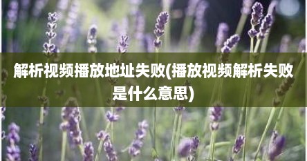 解析视频播放地址失败(播放视频解析失败是什么意思)