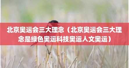 北京奥运会三大理念（北京奥运会三大理念是绿色奥运科技奥运人文奥运）