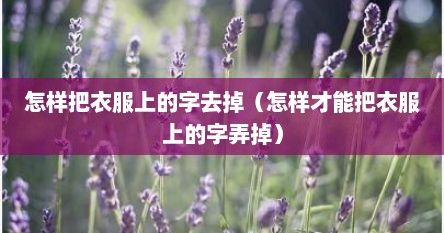 怎样把衣服上的字去掉（怎样才能把衣服上的字弄掉）