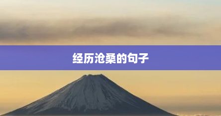 经历沧桑的句子