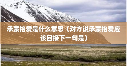 承蒙抬爱是什么意思（对方说承蒙抬爱应该回接下一句是）