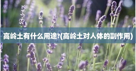 高岭土有什么用途?(高岭土对人体的副作用)