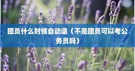 团员什么时候自动退（不是团员可以考公务员吗）