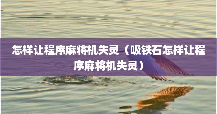 怎样让程序麻将机失灵（吸铁石怎样让程序麻将机失灵）