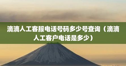滴滴人工客服电话号码多少号查询（滴滴人工客户电话是多少）