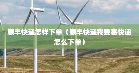 顺丰快递怎样下单(顺丰快递我要寄快递怎么下单)