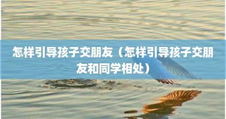 怎样引导孩子交朋友（怎样引导孩子交朋友和同学相处）