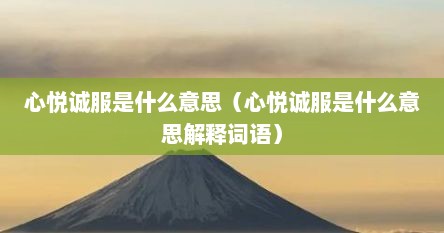 心悦诚服简单的解释（心悦诚服的意思是什么意思）