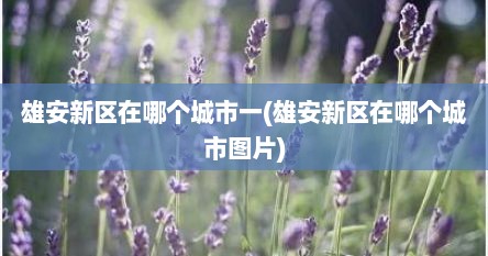 雄安新区在哪个城市一(雄安新区在哪个城市图片)