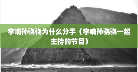 李响孙骁骁为什么分手（李响孙骁骁一起主持的节目）
