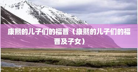康熙的儿子们的福晋（康熙的儿子们的福晋及子女）