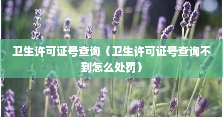 卫生许可证号查询（卫生许可证号查询不到怎么处罚）