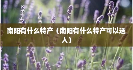 南阳有什么特产（南阳有什么特产可以送人）