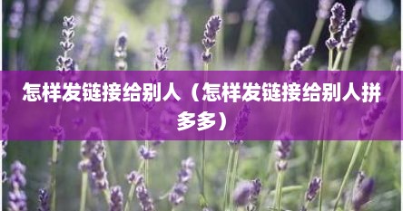 怎样发链接给别人（怎样发链接给别人拼多多）
