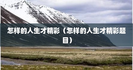 怎样的人生才精彩（怎样的人生才精彩题目）