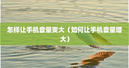 怎样让手机音量变大（如何让手机音量增大）