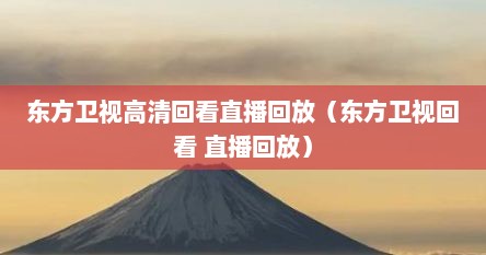 东方卫视高清回看直播回放（东方卫视回看 直播回放）
