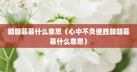 朝朝暮暮什么意思（心中不负便胜朝朝暮暮什么意思）