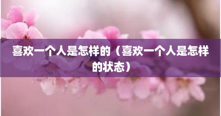 喜欢一个人是怎样的（喜欢一个人是怎样的状态）