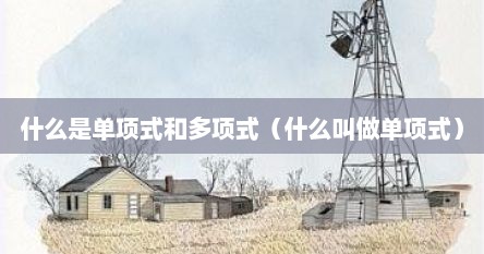 什么是单项式和多项式（什么叫做单项式）
