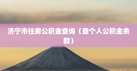 济宁市住房公积金查询（查个人公积金余额）