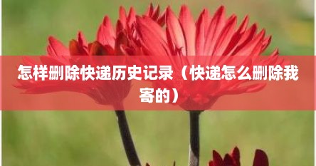 怎样删除快递历史记录（快递怎么删除我寄的）