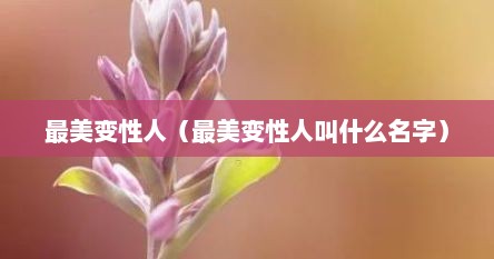 最美变性人（最美变性人叫什么名字）