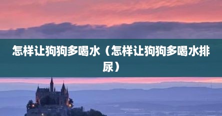 怎样让狗狗多喝水（怎样让狗狗多喝水排尿）